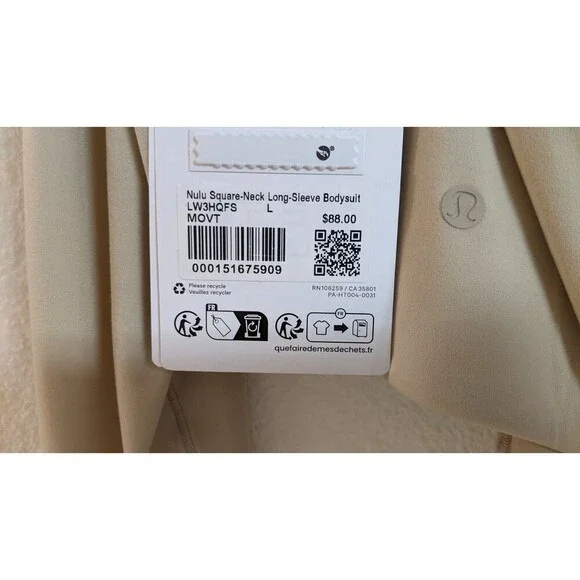 NWT~Lululemon Wundermost Square Neck Super-Soft Nulu Bodysuit in Riverstone LG - Picture 5 of 7